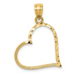 14K Satin Diamond-cut Reversible Heart Pendant