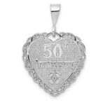 14k White Gold Reversible 50th ANNIVERSARY / OUR LOVE GROWS STRONGER EVERY YEAR Charm