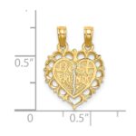 14k Polished BEST FRIEND/FRIENDS FOREVER 2-Piece Break-Apart Heart Charm - Image 4