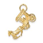 14k Solid Polished 3-D Horse and Carriage with Moveable Wheels Charm - Image 2