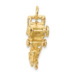 14k Solid Polished 3-D Horse and Carriage with Moveable Wheels Charm - Image 4