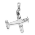 14k White Gold 3-D Low-Wing Airplane Pendant - Image 3