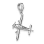 14k White Gold 3-D Low-Wing Airplane Pendant - Image 4