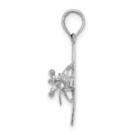 14K White Gold 3-D High Wing Airplane Charm - Image 2