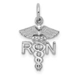 14k White Gold RN Registered Nurse Charm