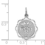 14k White Gold RN Registered Nurse Textured Back Disc Charm - Image 3
