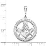 14k White Gold Polished and Textured Large Masonic Symbol Pendant - Image 3