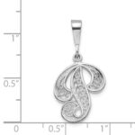 14KW White Gold Solid Polished Script Filigree Letter P Initial Pendant - Image 3
