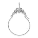 14k White Gold Polished Filigree Heart Charm Holder Pendant - Image 3