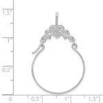 14k White Gold Polished Filigree Heart Charm Holder Pendant - Image 4