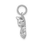 14k White Gold Solid Polished Open-Backed Cat with Ball Charm - Image 2