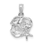 14k White Gold Polished Mini Shell Cluster Pendant - Image 3