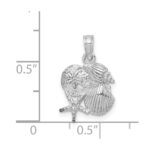 14k White Gold Polished Mini Shell Cluster Pendant - Image 4