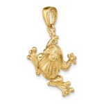 14k Solid Polished 3-D Frog with Moveable Back Legs and Mouth Pendant - Image 5