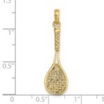 14K Solid Polished 3-D Tennis Racquet Charm - Image 3