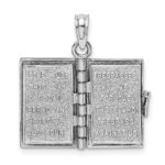14K White Gold 3-D Bible with Lord's Prayer and Moveable Pages Pendant - Image 7