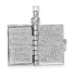14K White Gold 3-D Bible with Lord's Prayer and Moveable Pages Pendant - Image 8