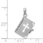 14K White Gold 3-D Bible with Lord's Prayer and Moveable Pages Pendant - Image 5