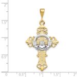 14k Two-tone Claddagh Cross Pendant - Image 3