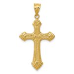 14k Polished Fleur de Lis Cross Pendant