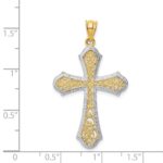 14k and White Rhodium Filigree Cross Pendant - Image 3