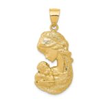 14k Solid Satin and Polished Mother Holding Child Charm