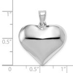 14k White Gold Polished 3D Puffed Heart Pendant - Image 3