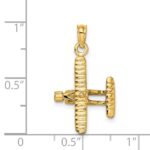 14k 3-D Bi-Plane with Ribbed Wings Charm - Image 3