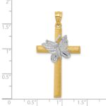 14k Two-tone Cross with Butterfly Pendant - Image 3