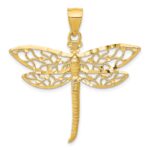 14K Diamond-cut Dragonfly Pendant