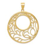 14K Wavy Floral Circle Pendant