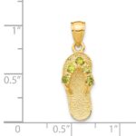 14k 3-D August/Green CZ Birthstone Flip Flop Pendant - Image 3