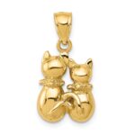 14K Big and Little Cats Pendant