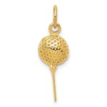 14k Domed Golf Ball on Tee Charm