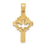 14k Satin Diamond-cut Dove Cross Charm
