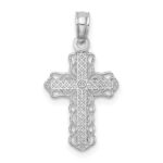 14K White Gold with Lacey Trim and Polished Center Cross Charm - Image 4