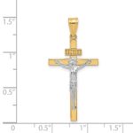 14K Two-tone INRI Crucifix Pendant - Image 3