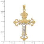 14K Two-tone INRI Fleur de Lis Crucifix Pendant - Image 3