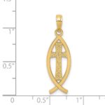 14k Cross Ichthus Fish Pendant - Image 3