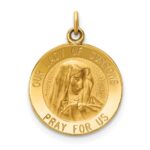 14k Polished and Satin Solid Our Lady of Sorrows Medal Round Charm