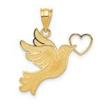 14K Dove with Heart Pendant