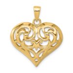 14K Polished 3-D Filigree Puffed Heart Pendant