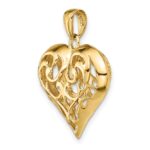 14K Polished 3-D Filigree Puffed Heart Pendant - Image 4