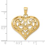 14K Polished 3-D Filigree Puffed Heart Pendant - Image 5