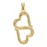 14K Polished 3-D Connected Double Hearts Pendant - Image 3