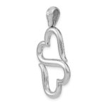 14K White Gold 3-D Solid Connected Double Hearts Pendant - Image 4