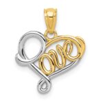 14k and White Rhodium LOVE Heart Pendant