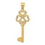 14K Polished 3D Hearts KEY TO MY HEART Key Charm