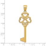 14K Polished 3D Hearts KEY TO MY HEART Key Charm - Image 3