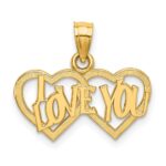 14K I LOVE YOU Double Heart Charm